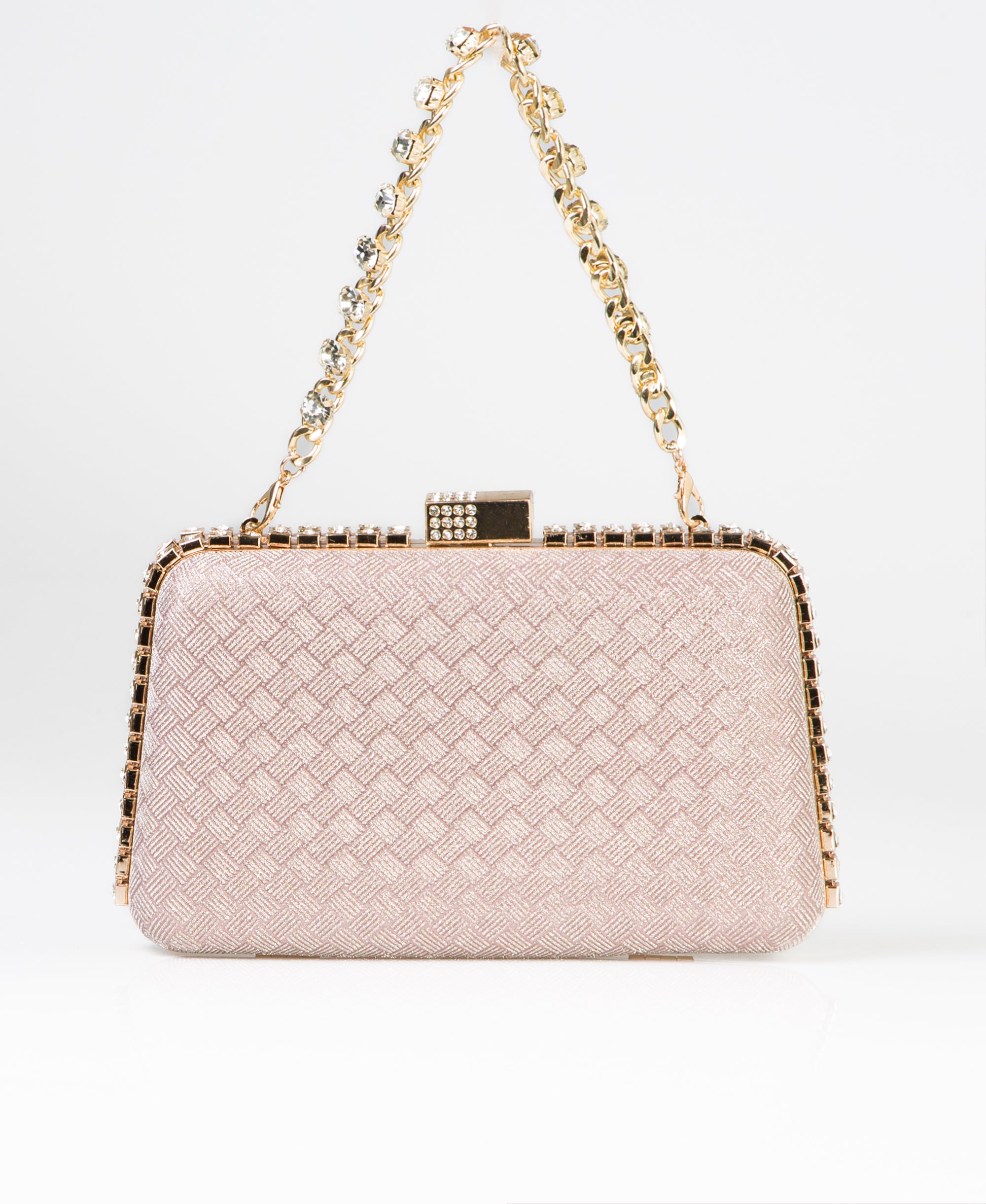 KRISP Chain & Diamante Handle Box Clutch Bag